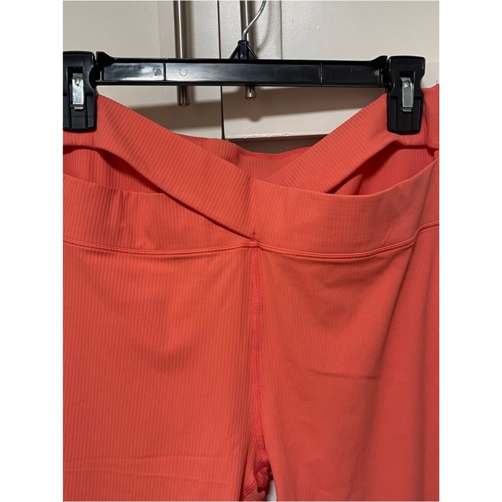 Nike Zenvy Rib Women's High-Waisted Full-Length Flared Leggings coral size L NWT - Picture 7 of 12